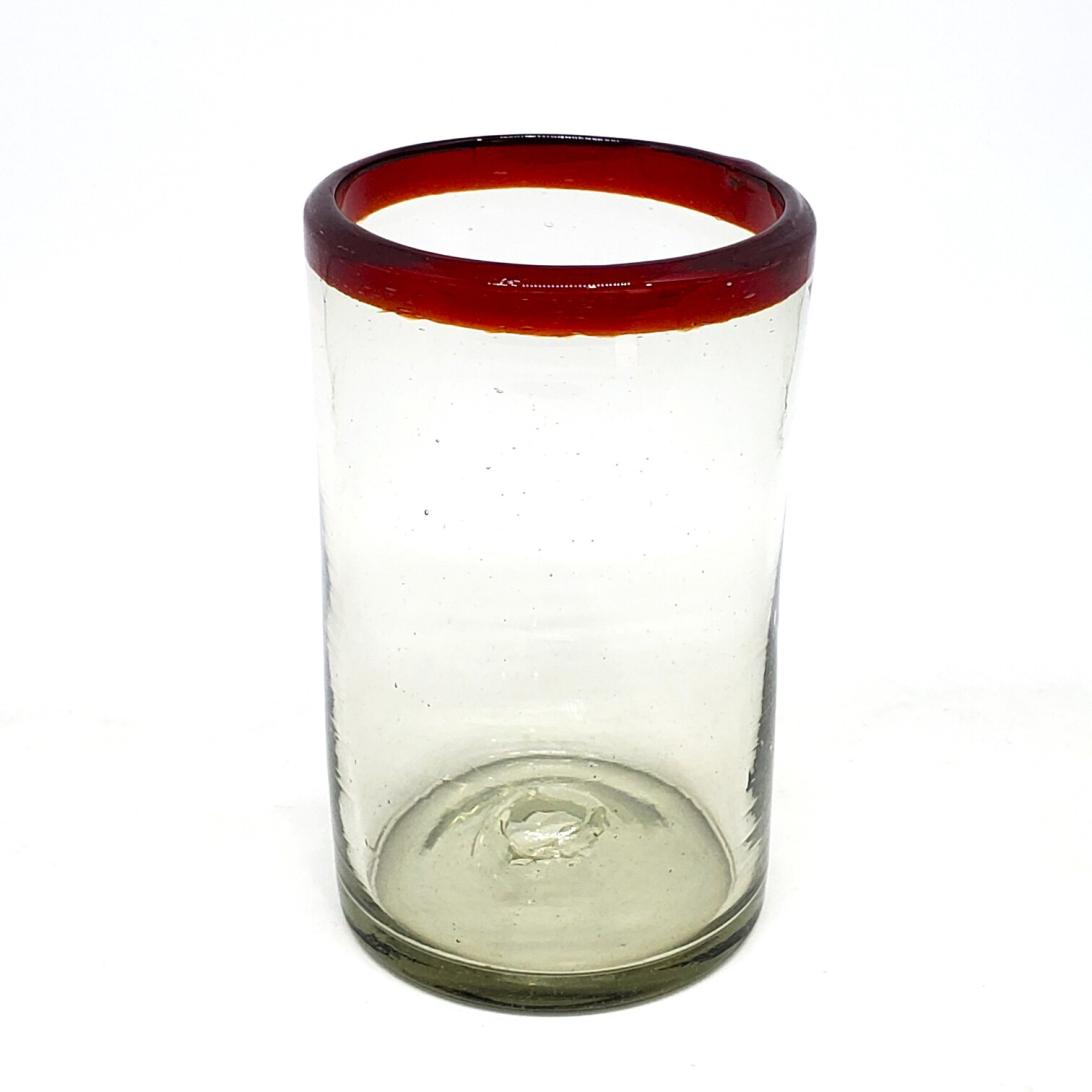 Sale Items / Ruby Red Rim 14 oz Drinking Glasses  / These handcrafted glasses deliver a classic touch to your favorite drink.
